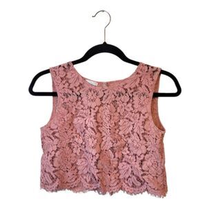 Jenny Yoo Blush Pink Lace Cropped Blouse Size XS